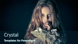 Presentation with ghost - Beautiful PPT theme featuring scary-little-girl-ghost backdrop and a navy blue colored foreground
