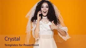  Presentation with scary halloween - Slide deck with scary makeup speaking on cell background and a gold colored foreground