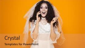  Presentation with scary halloween - Audience pleasing slide deck consisting of scary makeup talking on cell backdrop and a  colored foreground