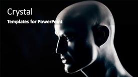  Presentation with mannequin - Slide set consisting of scary-mannequin-head background and a black colored foreground