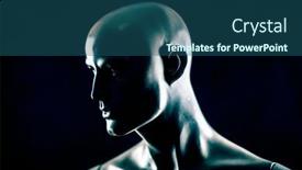  Presentation with mannequin - PPT theme with scary-mannequin-head background and a ocean colored foreground