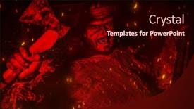  Presentation with medieval - PPT layouts featuring scary-medieval-man-with-scars background and a wine colored foreground