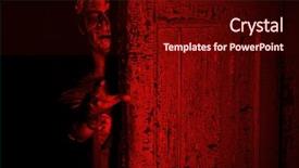  Presentation with blood - PPT theme with scary men - frightening bloody zombie man background and a wine colored foreground