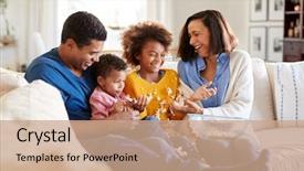  Presentation with living room family - Slides with scary movie clearing up spilled background and a coral colored foreground