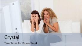  Presentation with scary movie - Presentation theme consisting of scary movie on television background and a  colored foreground