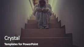  Presentation with scary - Presentation consisting of scary nightmare man with red mask in empty room background and a dark gray colored foreground