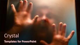  Presentation with scary - Beautiful PPT theme featuring scary-picture-of-hands-behind backdrop and a wine colored foreground