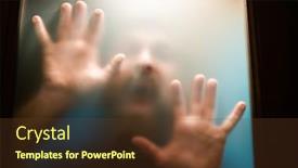  Presentation with scary - Beautiful PPT theme featuring scary-picture-of-hands-behind backdrop and a tawny brown colored foreground