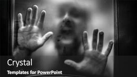  Presentation with scary - Slide set with scary-picture-of-hands-behind background and a dark gray colored foreground