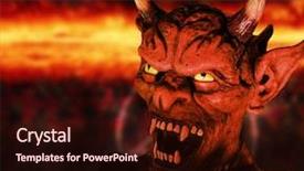  Presentation with devil - Audience pleasing slide set consisting of scary portrait of a devil backdrop and a wine colored foreground