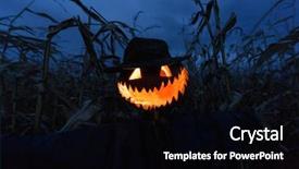  Presentation with scary halloween - Presentation design consisting of scary pumpkin scarecrow background and a black colored foreground