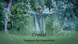  Presentation with scary halloween - Slide set enhanced with scary scarecrow in a hat background and a ocean colored foreground