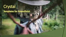  Presentation with scary devil nun for halloween - Colorful presentation theme enhanced with scary scarecrow in a hat backdrop and a  colored foreground