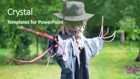  Presentation with scary halloween - Amazing slide deck having scary scarecrow in a hat backdrop and a  colored foreground