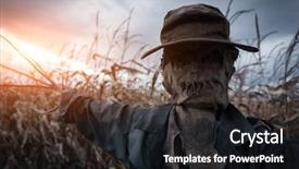  Presentation with scary halloween - Audience pleasing theme consisting of scary scarecrow in a hat backdrop and a  colored foreground