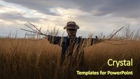  Presentation with scary halloween - Theme enhanced with scary scarecrow in a hat background and a wine colored foreground