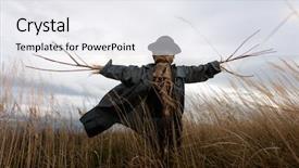  Presentation with scary halloween - Slide set featuring scary scarecrow in a hat background and a white colored foreground