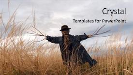  Presentation with scary halloween - Presentation with scary scarecrow in a hat background and a light gray colored foreground