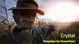  Presentation with telemedicine word cloud concept - Colorful PPT theme enhanced with scary scarecrow in a hat backdrop and a wine colored foreground