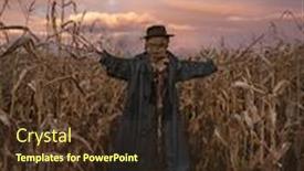  Presentation with scary halloween - Colorful presentation design enhanced with scary-scarecrow-in-a-hat backdrop and a tawny brown colored foreground