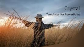  Presentation with scary halloween - Presentation consisting of scary-scarecrow-in-a-hat background and a light blue colored foreground