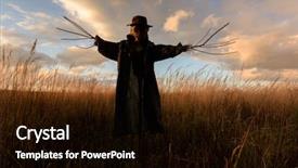  Presentation with scary halloween - PPT layouts having scary scarecrow in a hat background and a black colored foreground