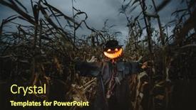  Presentation with spooky - Slide set consisting of scary-scarecrow-with-pumpkin-head background and a wine colored foreground