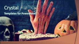  Presentation with food red - Cool new presentation theme with scary scene for halloween backdrop and a ocean colored foreground