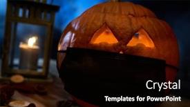  Presentation with scary halloween - Presentation design featuring scary-spooky-halloween-pumpkin-head background and a black colored foreground