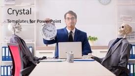  Presentation with skeletons - Slides having scary times - funny business meeting with boss background and a light gray colored foreground