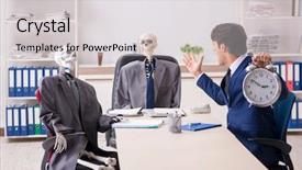  Presentation with skeletons - Presentation design with scary times - funny business meeting with boss background and a light gray colored foreground