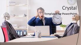  Presentation with skeletons - Colorful theme enhanced with scary times - funny business meeting with boss backdrop and a white colored foreground