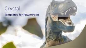  Presentation with dinosaur - PPT theme featuring scary-tyrannosaurus-rex-or-t background and a sky blue colored foreground