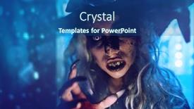  Presentation with abandoned - Amazing slide deck having scary-ugly-witch-stands backdrop and a ocean colored foreground