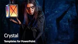  Presentation with scary forest - PPT layouts consisting of scary witch in night forest background and a black colored foreground