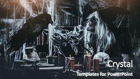  Presentation with scary halloween - PPT layouts featuring scary wizard with raven halloween background and a tawny brown colored foreground