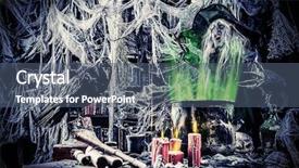  Presentation with raven - Cool new presentation theme with scary wizard with raven halloween backdrop and a ocean colored foreground