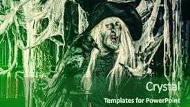  Presentation with raven - Colorful slide deck enhanced with scary wizard with raven halloween backdrop and a forest green colored foreground