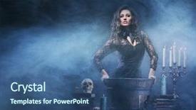  Presentation with witchcraft - Theme featuring scary woman - beautiful witch making the witchcraft background and a ocean colored foreground