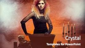  Presentation with witchcraft - Colorful slides enhanced with scary woman - young and beautiful witch making backdrop and a tawny brown colored foreground