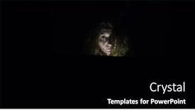  Presentation with scary halloween - Presentation featuring scary-woman-behind-window background and a black colored foreground