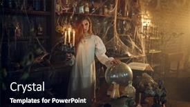  Presentation with scary - PPT theme featuring scary-woman-with-candle-standing background and a black colored foreground