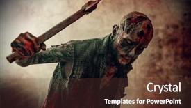  Presentation with scary halloween - Slide set consisting of scary zombie with an axe background and a tawny brown colored foreground