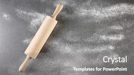  Presentation with flour - Slide set consisting of scattered flour and rolling pin background and a gray colored foreground