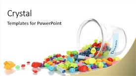  Presentation with dreams - Amazing presentation having scattered pieces of paper and colored stones with dreams in glass vase isolated on white backdrop and a white colored foreground