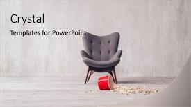  Presentation with cinema history - Audience pleasing theme consisting of scattered popcorn in the cinema backdrop and a light gray colored foreground