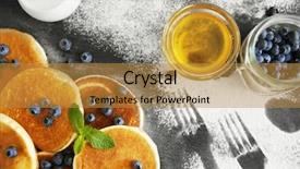  Presentation with powdered - Audience pleasing PPT layouts consisting of scattered powdered sugar with delicious pancakes and blueberries closeup backdrop and a gold colored foreground