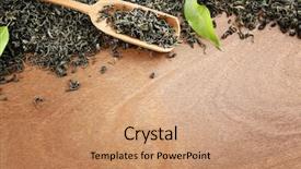  Presentation with tea leaves - Beautiful presentation theme featuring scattered tea with green leaves backdrop and a  colored foreground