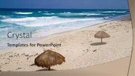  Presentation with mexico cancun - Beautiful PPT theme featuring scebe-of-a-beach backdrop and a soft green colored foreground