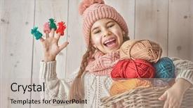  Presentation with tangled tangle of wool yarn - PPT layouts consisting of sceins - winter portrait of happy little background and a  colored foreground